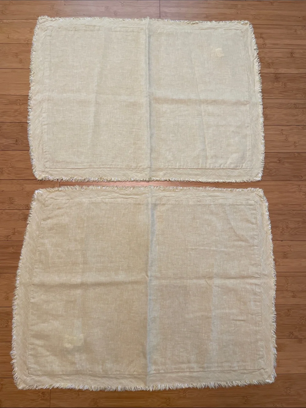 Pottery Barn Linen Standard Sham 20” x 26” Set of Two Fringe Edges